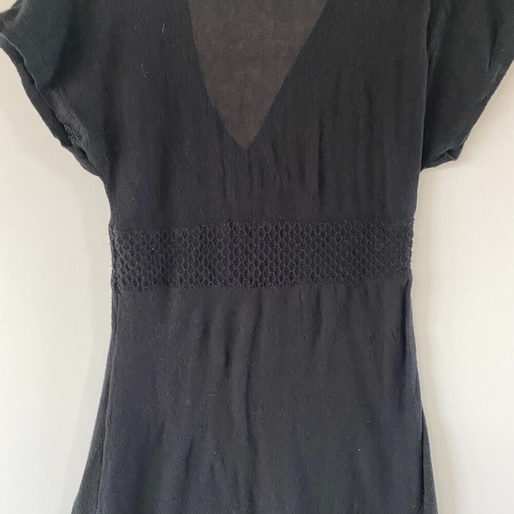 TULLE Knit Black Sweater Dress 100% Cotton SIze L - Picture 11 of 12